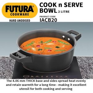 Hawkins Futura 2 Litre Cook N Serve Bowl, Work on Induction + Gas (Iacb20)